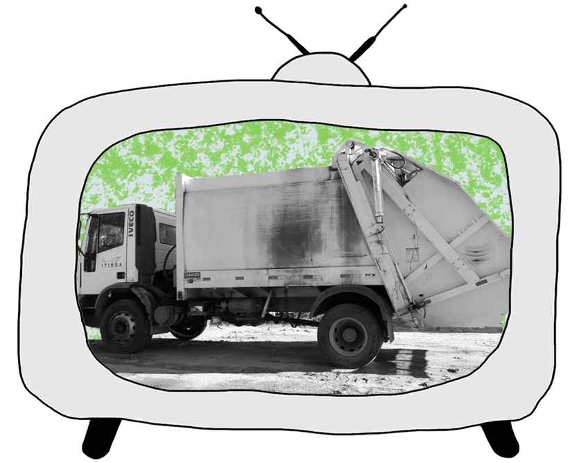 Caminhão compactador utilizado na coleta de resíduos sólidos domiciliares da Sede e do povoado de Pasmadinho.